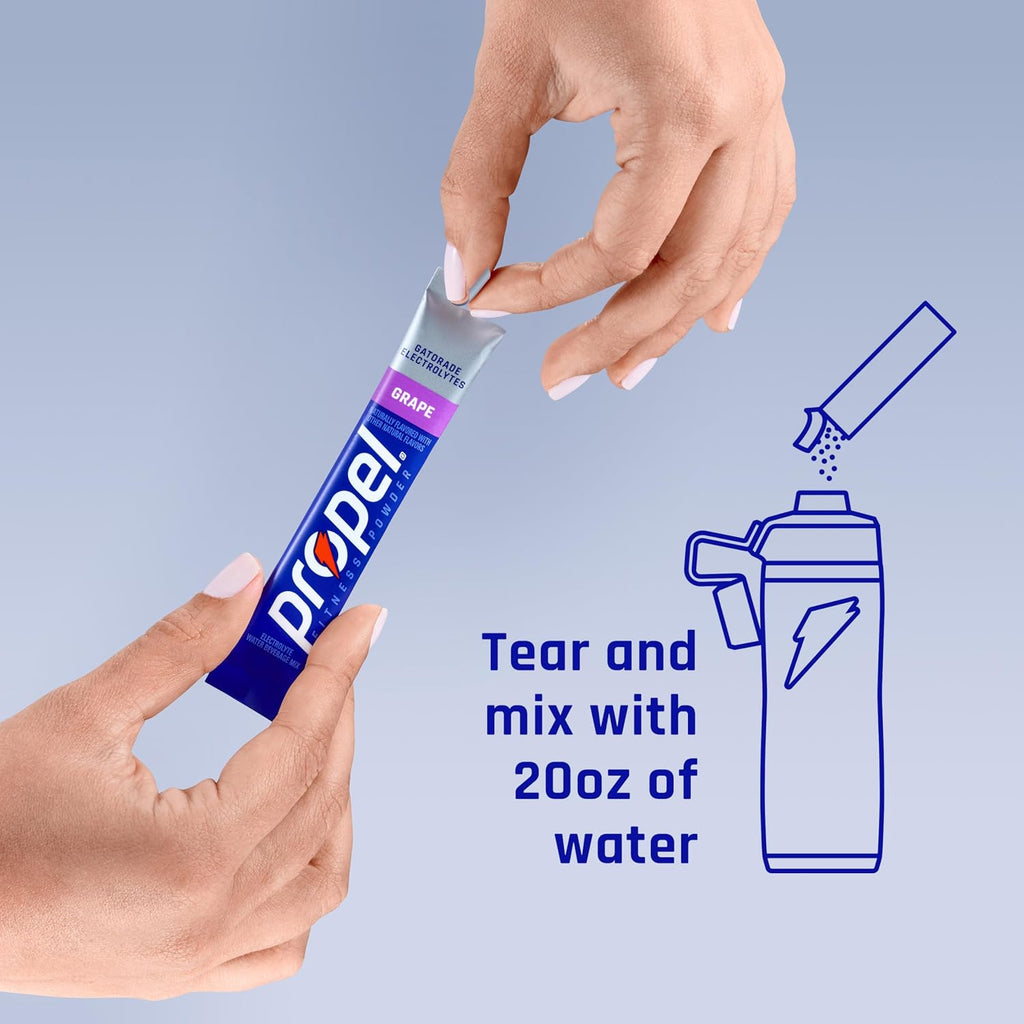 Propel Electrolyte Powder Drink Mix, Grape, (32 Servings) | Zero Sugar, Enhanced Water Beverage, Gatorade Electrolytes, Vitamins, No Added Colors, No Artificial Flavors, Hydration