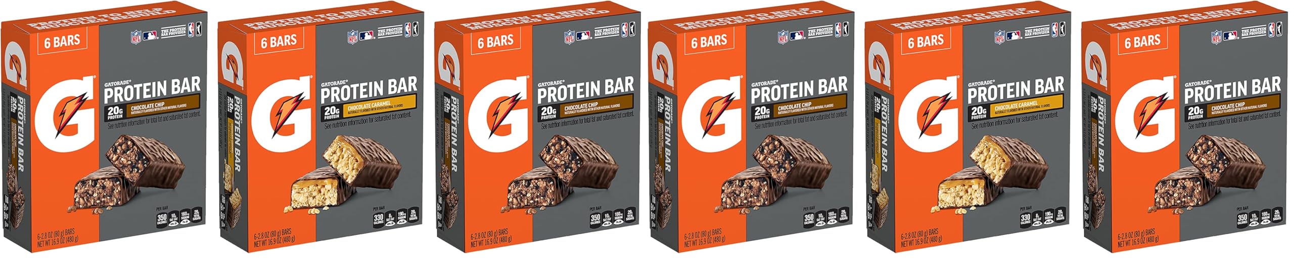 Gatorade Whey Protein Bars, Chocolate Caramel, 2.8 oz bars (Pack of 12, 20g of protein per bar)