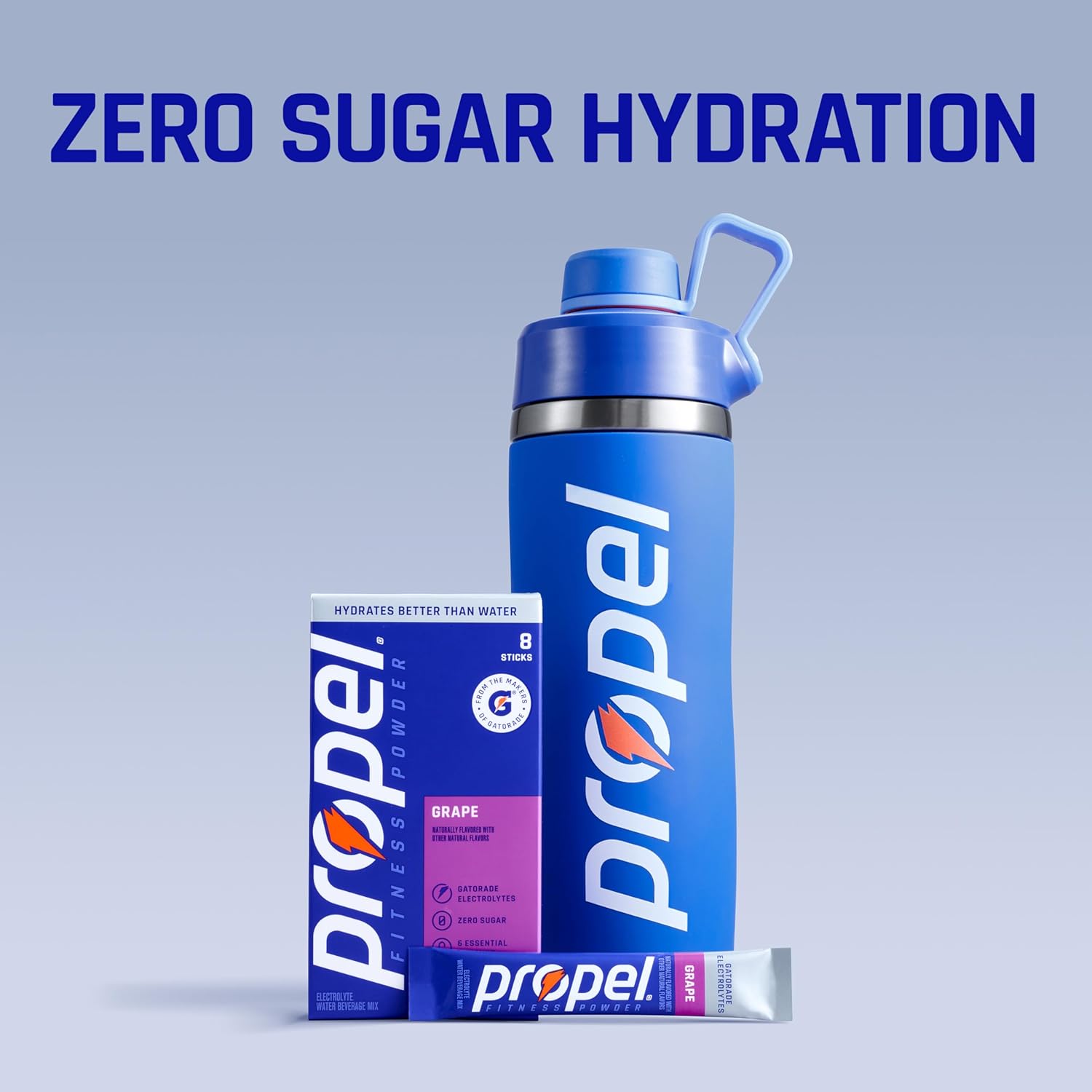 Propel Electrolyte Powder Drink Mix, Grape, (32 Servings) | Zero Sugar, Enhanced Water Beverage, Gatorade Electrolytes, Vitamins, No Added Colors, No Artificial Flavors, Hydration