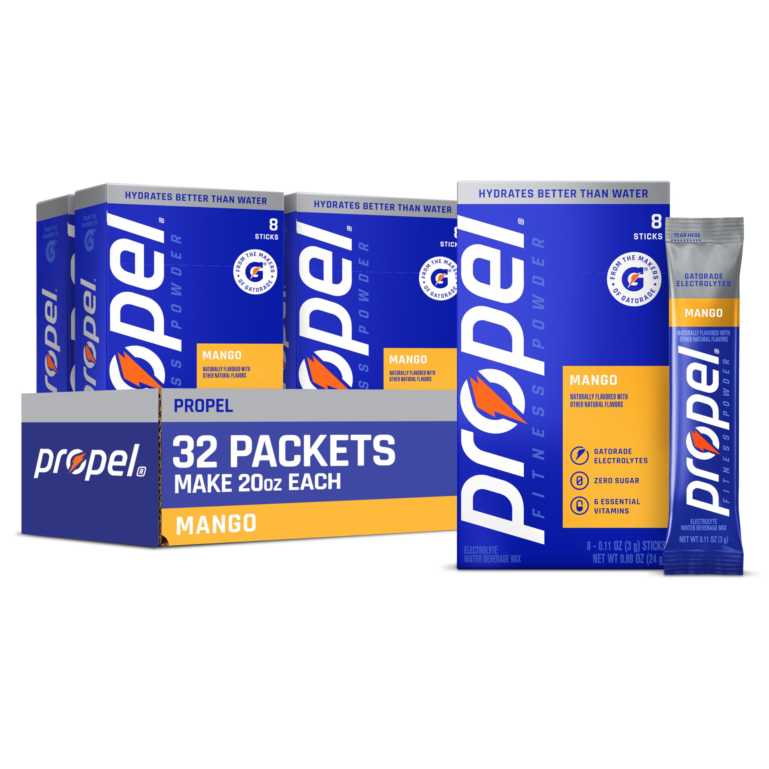 Propel Electrolyte Powder Drink Mix, Grape, (32 Servings) | Zero Sugar, Enhanced Water Beverage, Gatorade Electrolytes, Vitamins, No Added Colors, No Artificial Flavors, Hydration