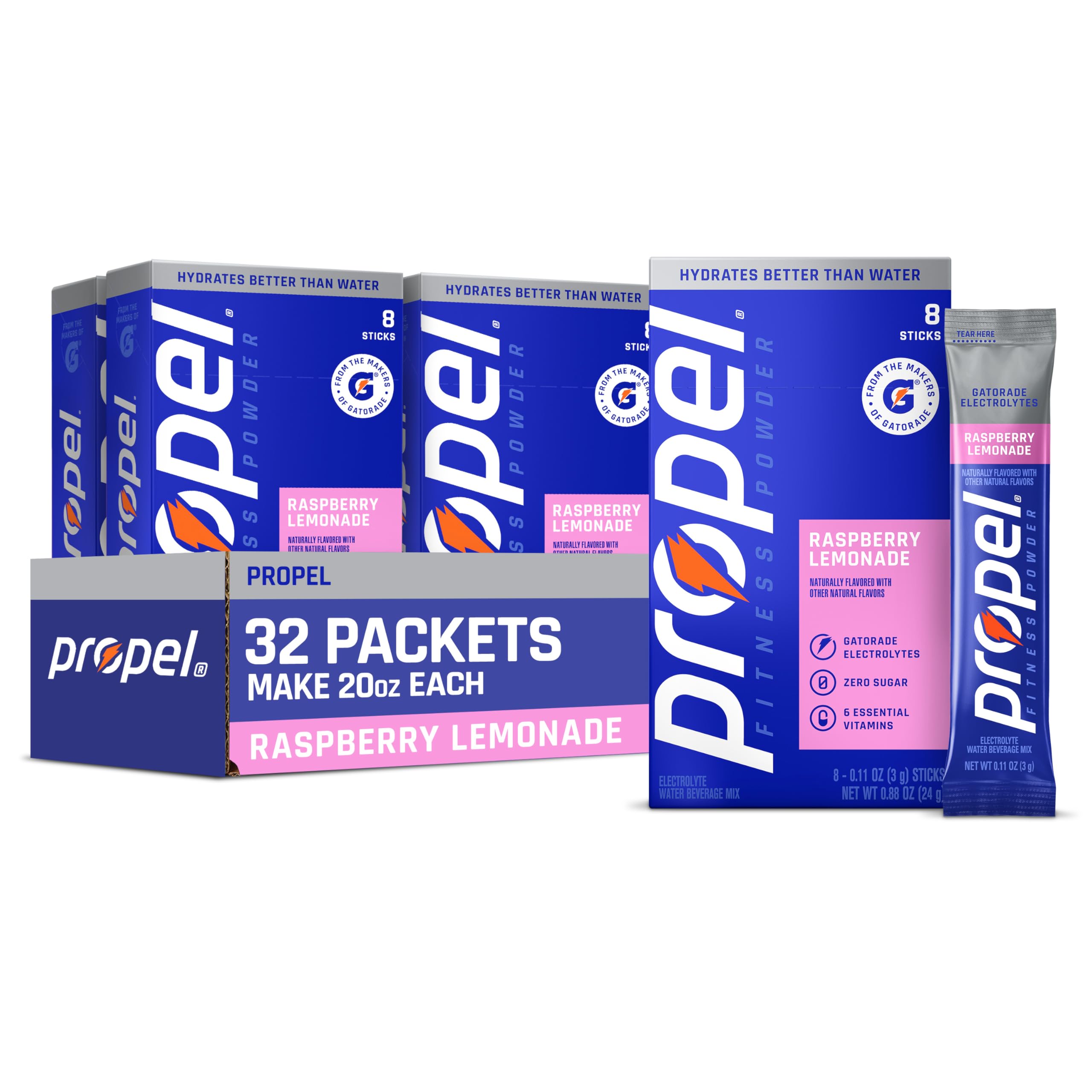 Propel Electrolyte Powder Drink Mix, Grape, (32 Servings) | Zero Sugar, Enhanced Water Beverage, Gatorade Electrolytes, Vitamins, No Added Colors, No Artificial Flavors, Hydration