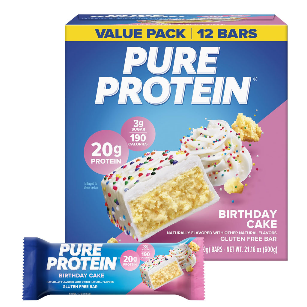 Pure Protein Chocolate Peanut Caramel Protein Bars, 20g Protein, 12 Ct | 3g Sugar, 190 Calories, Low Sugar* High Protein Snack, Gluten Free