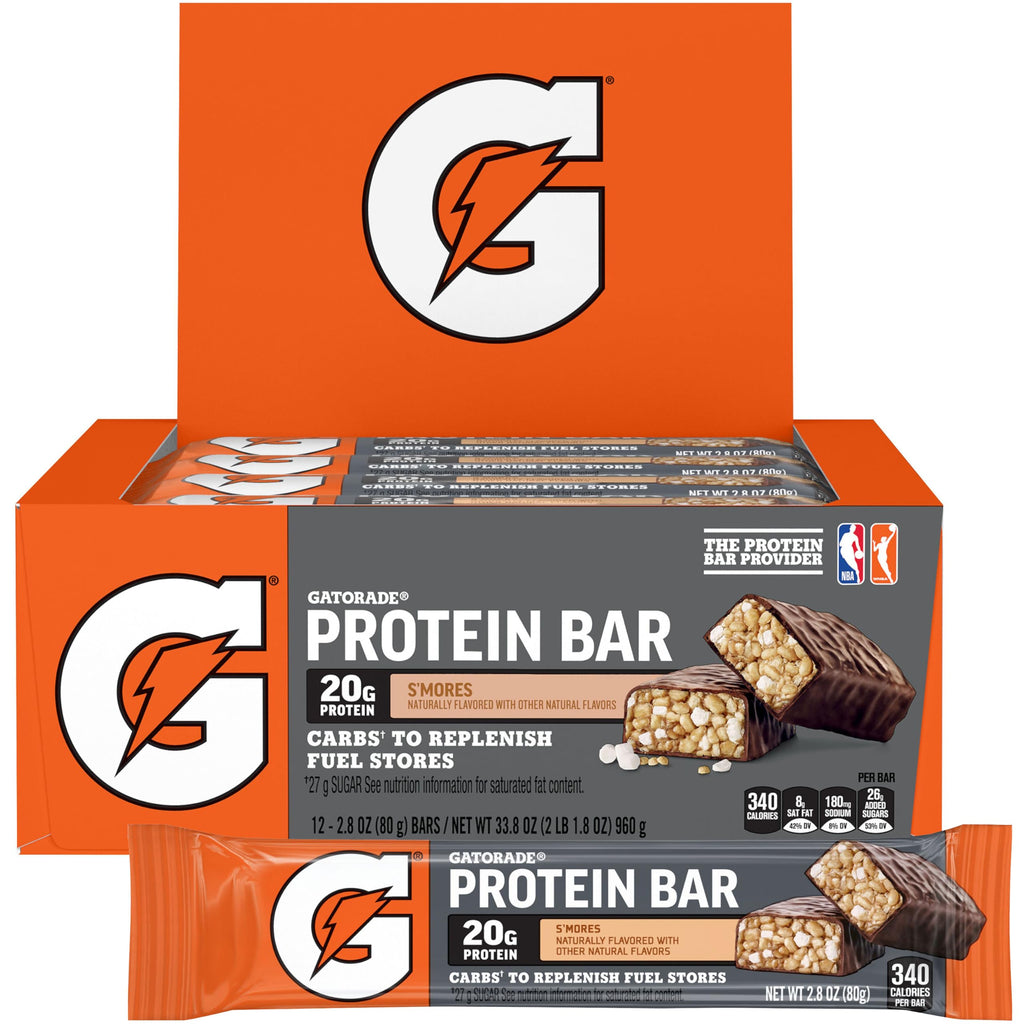 Gatorade Whey Protein Bars, Chocolate Caramel, 2.8 oz bars (Pack of 12, 20g of protein per bar)