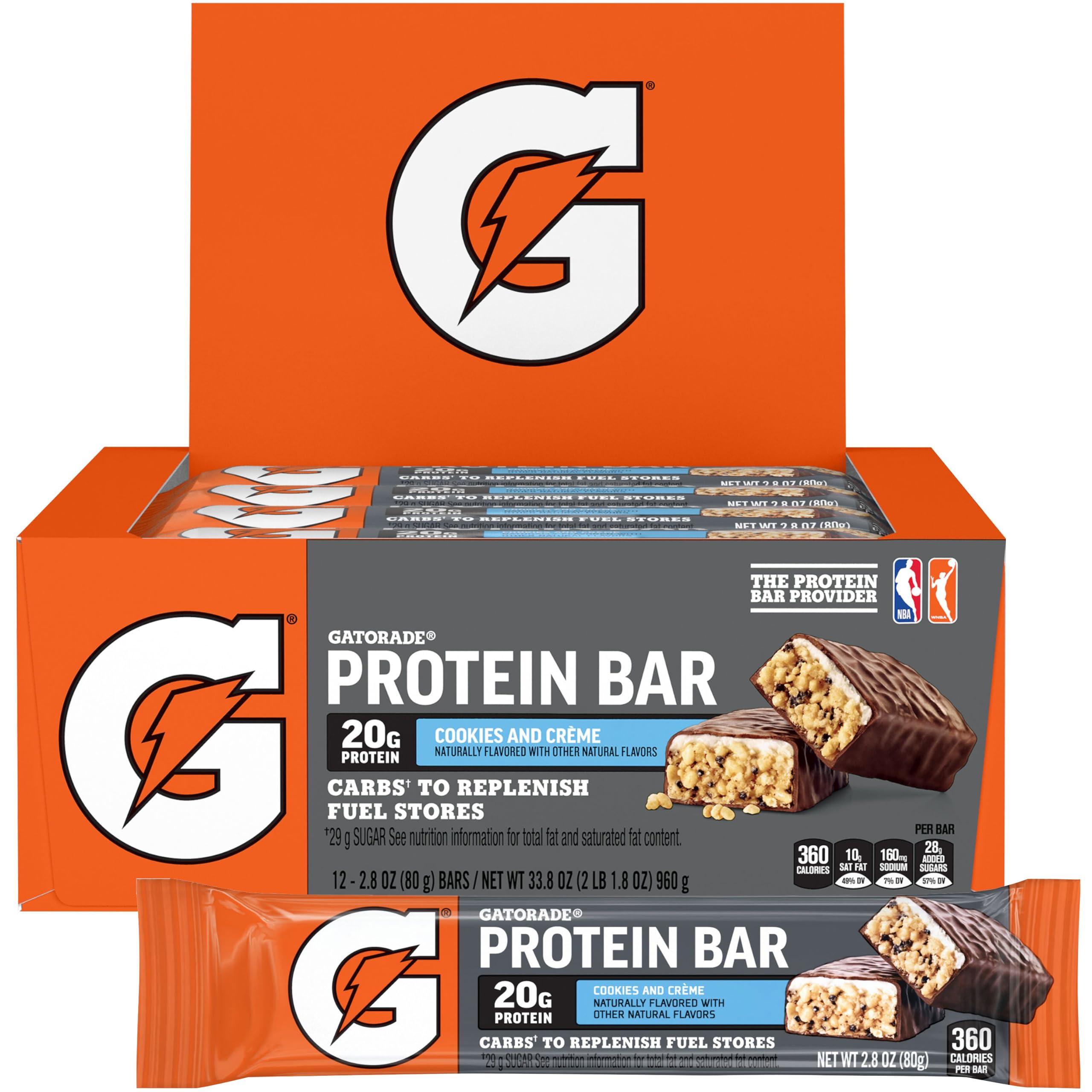 Gatorade Whey Protein Bars, Chocolate Caramel, 2.8 oz bars (Pack of 12, 20g of protein per bar)