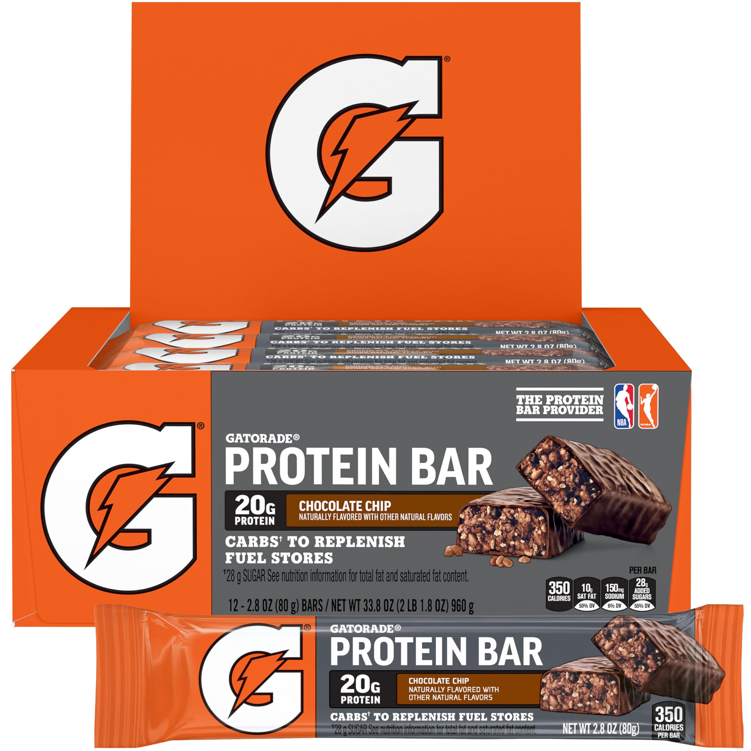 Gatorade Whey Protein Bars, Chocolate Caramel, 2.8 oz bars (Pack of 12, 20g of protein per bar)