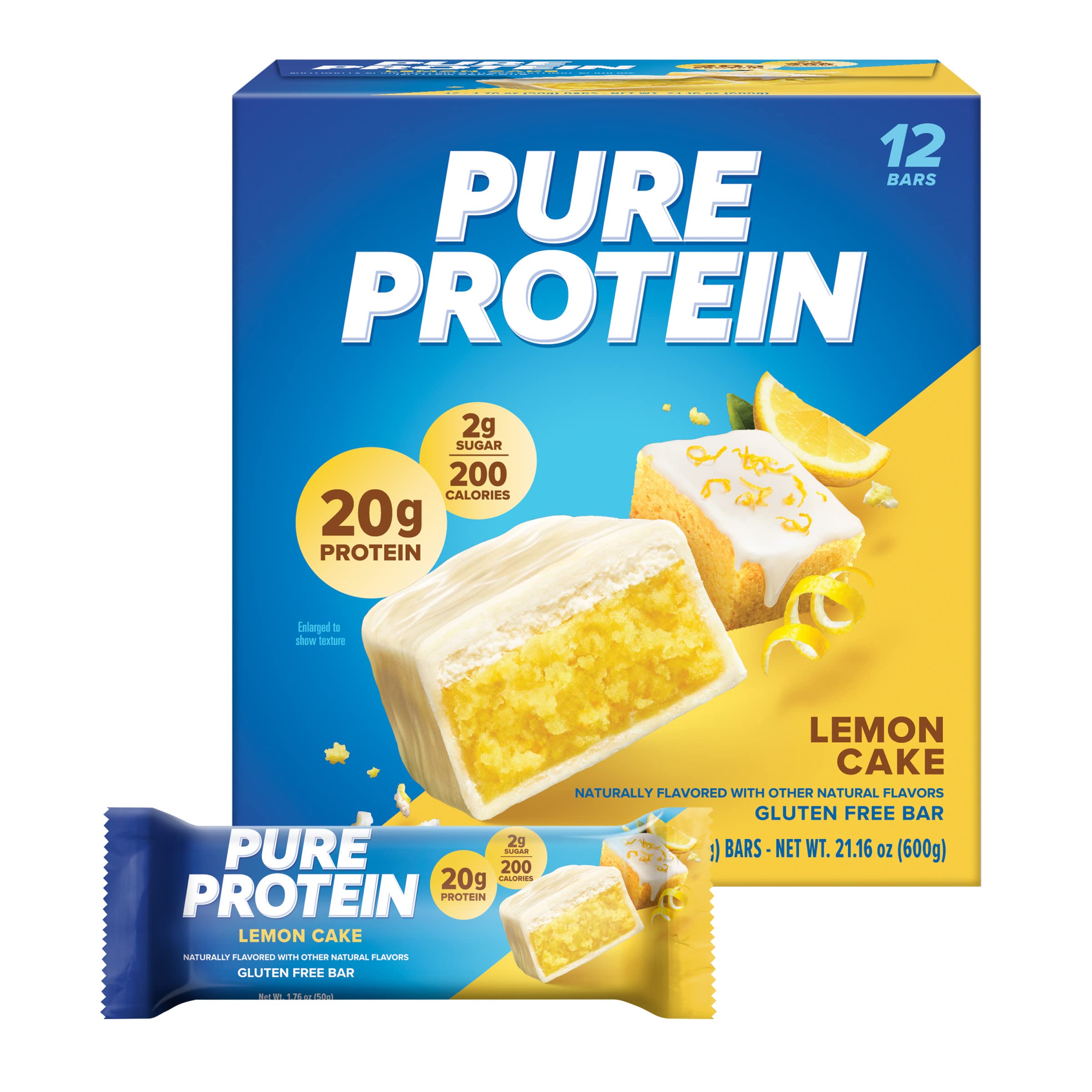 Pure Protein Chocolate Peanut Caramel Protein Bars, 20g Protein, 12 Ct | 3g Sugar, 190 Calories, Low Sugar* High Protein Snack, Gluten Free