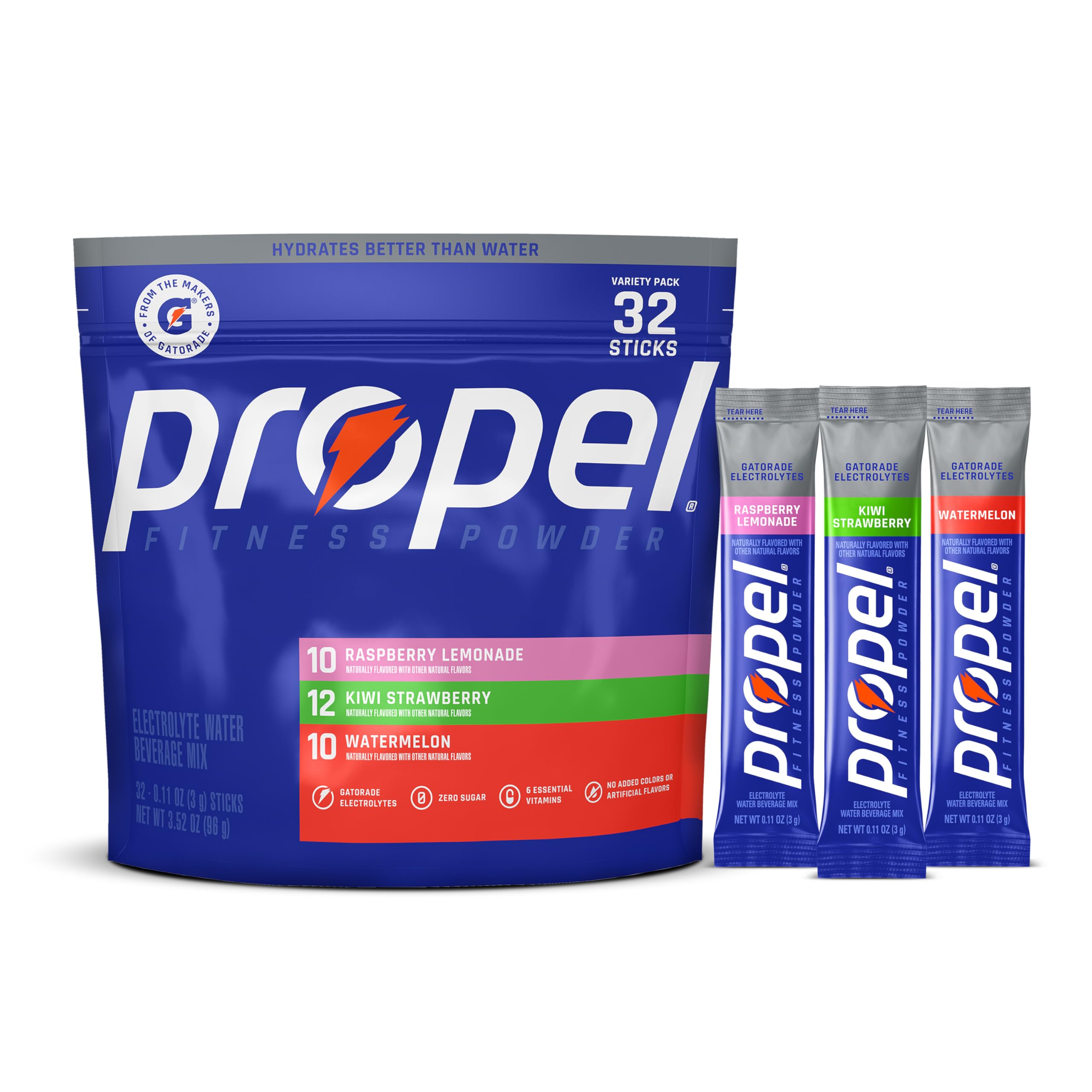 Propel Electrolyte Powder Drink Mix, Grape, (32 Servings) | Zero Sugar, Enhanced Water Beverage, Gatorade Electrolytes, Vitamins, No Added Colors, No Artificial Flavors, Hydration