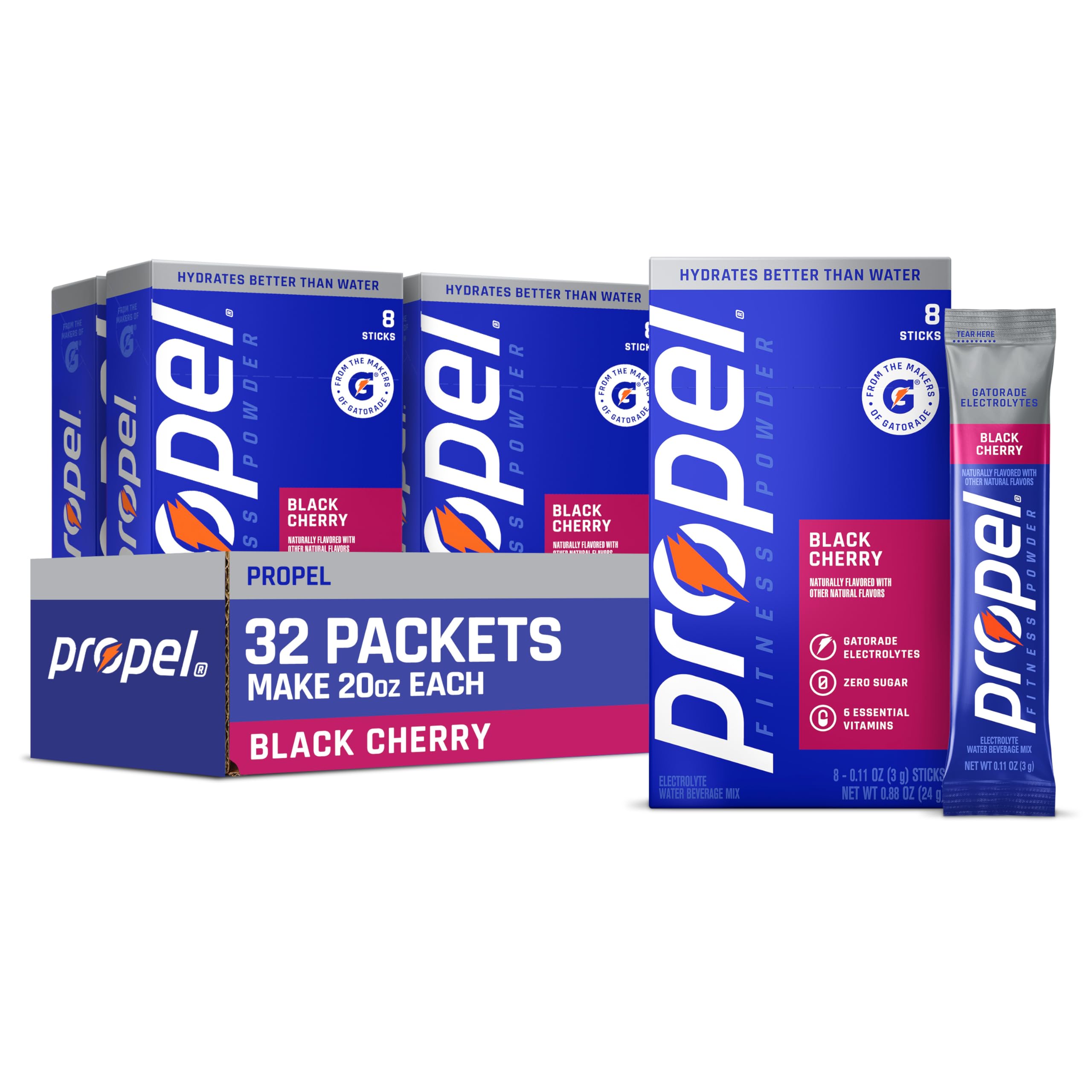 Propel Electrolyte Powder Drink Mix, Grape, (32 Servings) | Zero Sugar, Enhanced Water Beverage, Gatorade Electrolytes, Vitamins, No Added Colors, No Artificial Flavors, Hydration