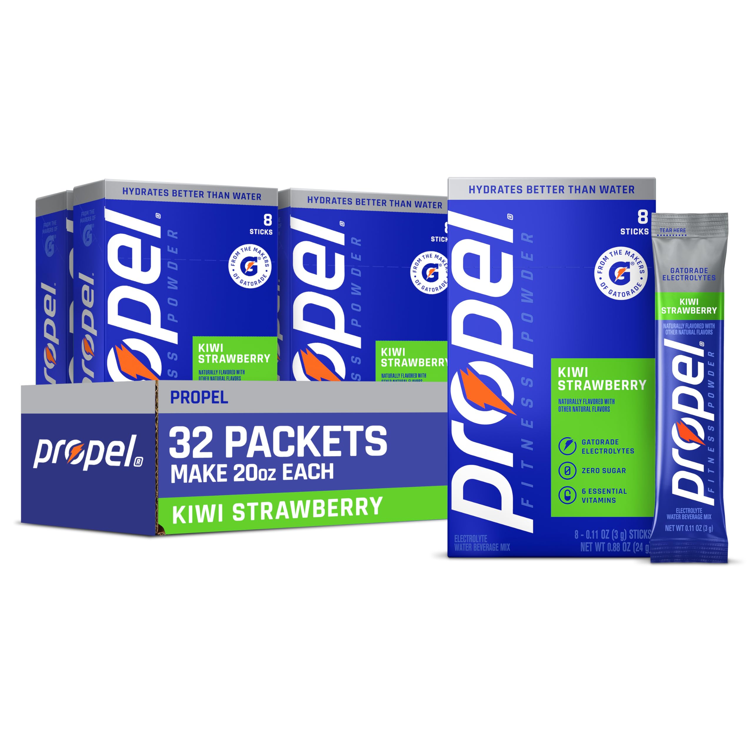 Propel Electrolyte Powder Drink Mix, Grape, (32 Servings) | Zero Sugar, Enhanced Water Beverage, Gatorade Electrolytes, Vitamins, No Added Colors, No Artificial Flavors, Hydration