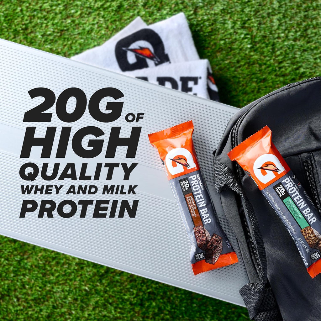 Gatorade Whey Protein Bars, Chocolate Caramel, 2.8 oz bars (Pack of 12, 20g of protein per bar)